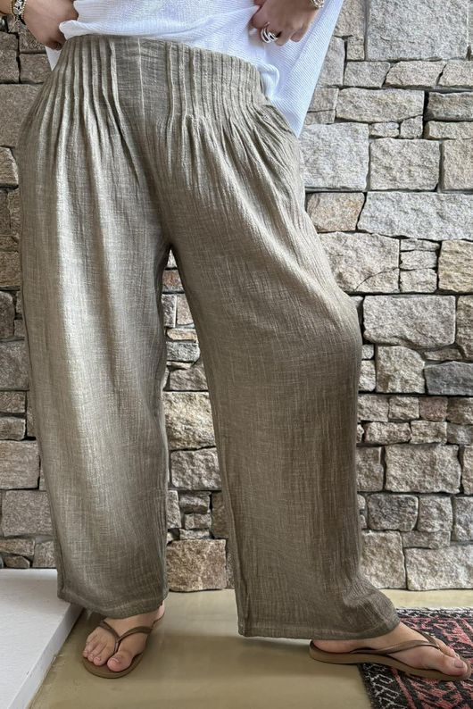 Loom & Thread Pin Tuck Pant Washed Earth /41=